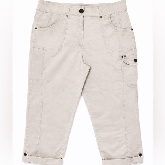 Counterparts Pants - Counterparts Beige Cargo Capri Pants Stretch Cotton Utility Women’s 8